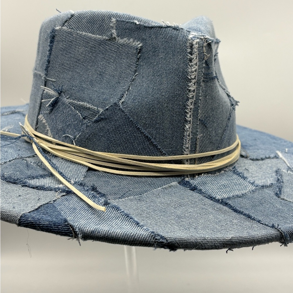 Distressed Patchwork Denim Rancher - Picture 2 of 7